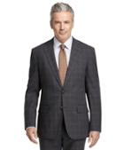 Brooks Brothers Brookscool Regent Fit Grey Plaid With Blue Windowpane Suit