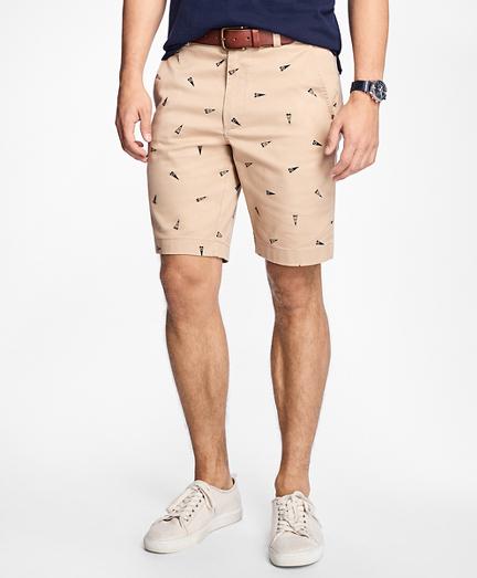 Brooks Brothers Embroidered Pennant Twill Shorts