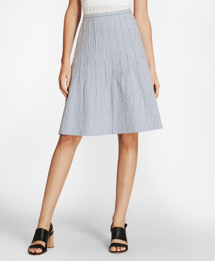 Brooks Brothers Women's Striped Stretch Cotton Seersucker Skirt