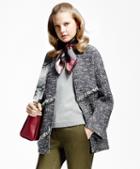 Brooks Brothers Tweed Fringe Inverted V-neck Jacket