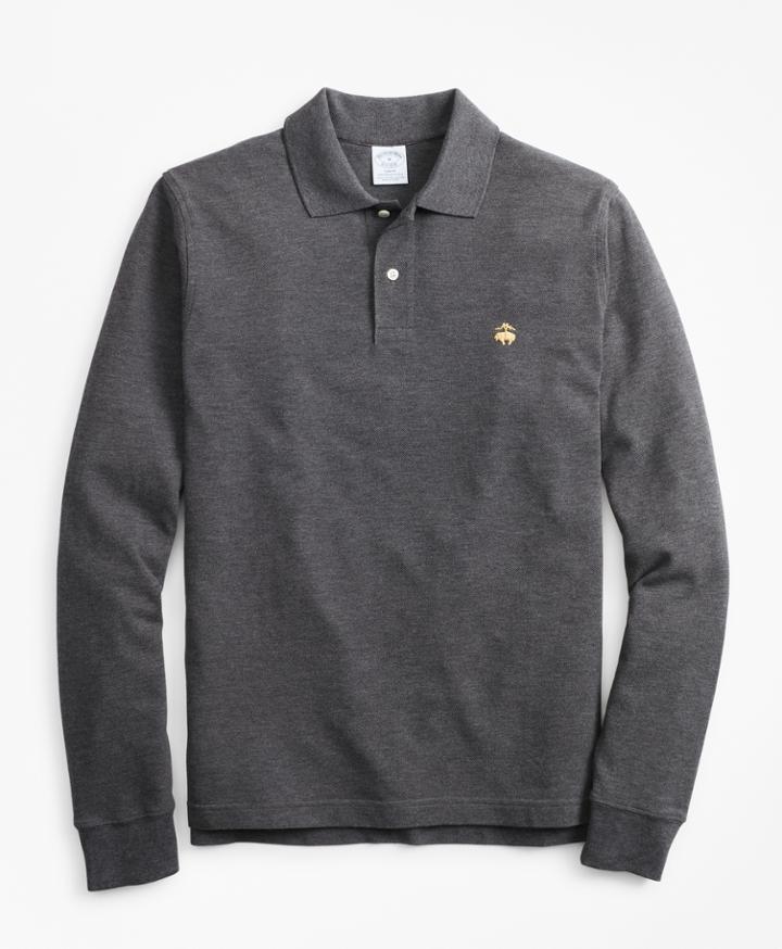 Brooks Brothers Men's Slim Fit Supima Long-sleeve Performance Polo Shirt-basic Colors