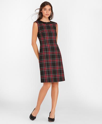 Brooks Brothers Beaded Plaid Sheath Dress