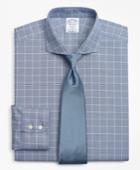 Brooks Brothers Men's Stretch Slim Fitted Dress Shirt, Non-iron Royal Oxford Glen Plaid