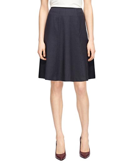 Brooks Brothers Wool Stretch Small Windowpane Circle Skirt