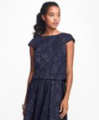 Brooks Brothers Women's Floral Jacquard Cap-sleeve Blouse