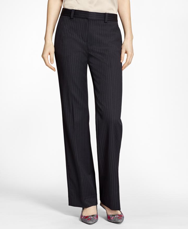 Brooks Brothers Women's Wide-leg Pinstripe Stretch Wool Trousers