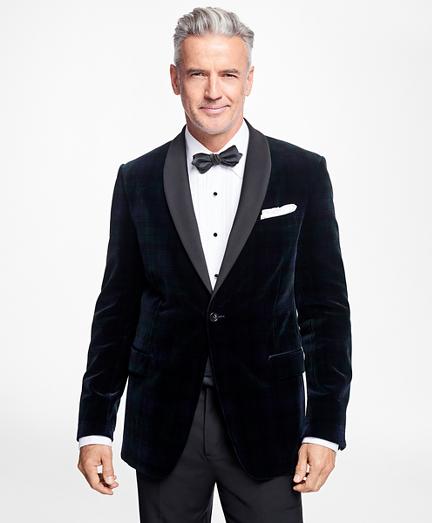 Brooks Brothers Regent Fit Black Watch Shawl Collar Tuxedo Jacket