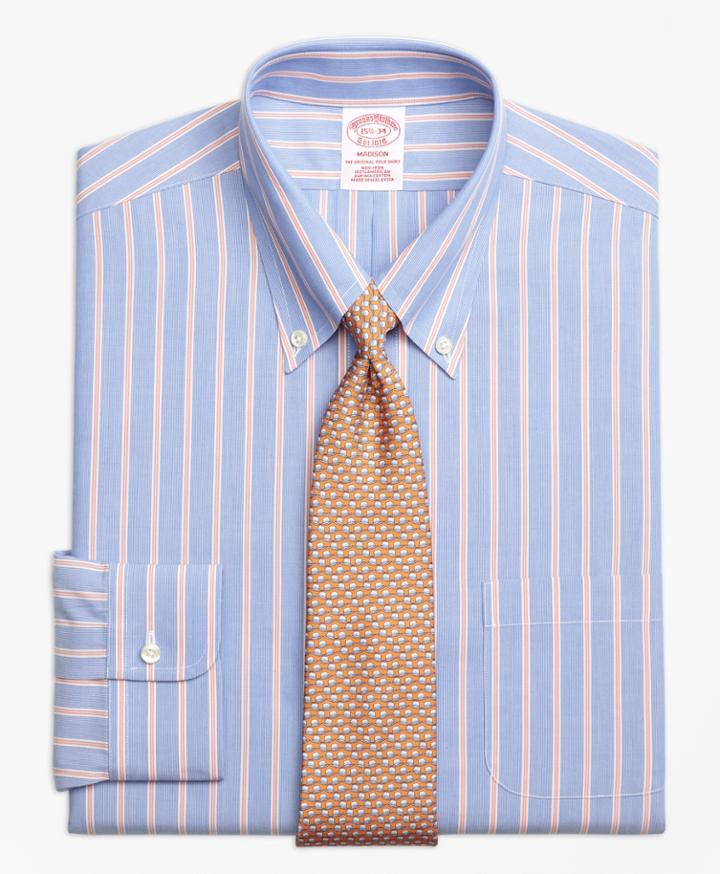 Brooks Brothers Men's Non-iron Regular Fit Hairline Twin Stripe Dress Shirt