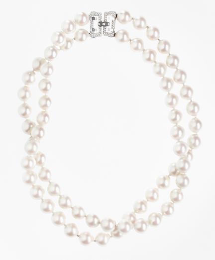 Brooks Brothers Two-row 12mm Glass Pearl Nested Necklace