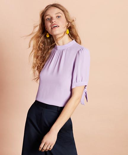Brooks Brothers Crepe Puff-sleeve Blouse