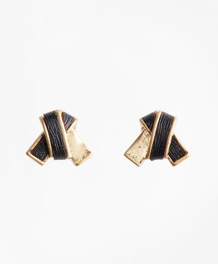 Brooks Brothers Leather Knot Earrings