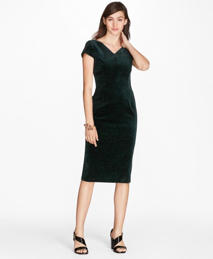 Brooks Brothers Women's Paisley-print Velvet Sheath Dress