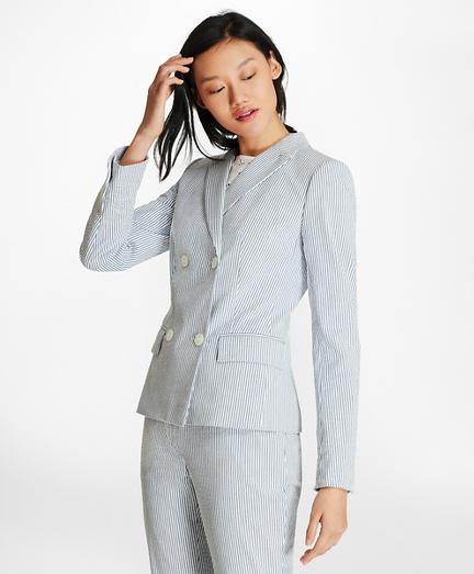 Brooks Brothers Striped Stretch-cotton Seersucker Double-breasted Jacket