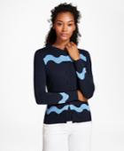 Brooks Brothers Women's Wave-pattern Silk-cashmere Cardigan