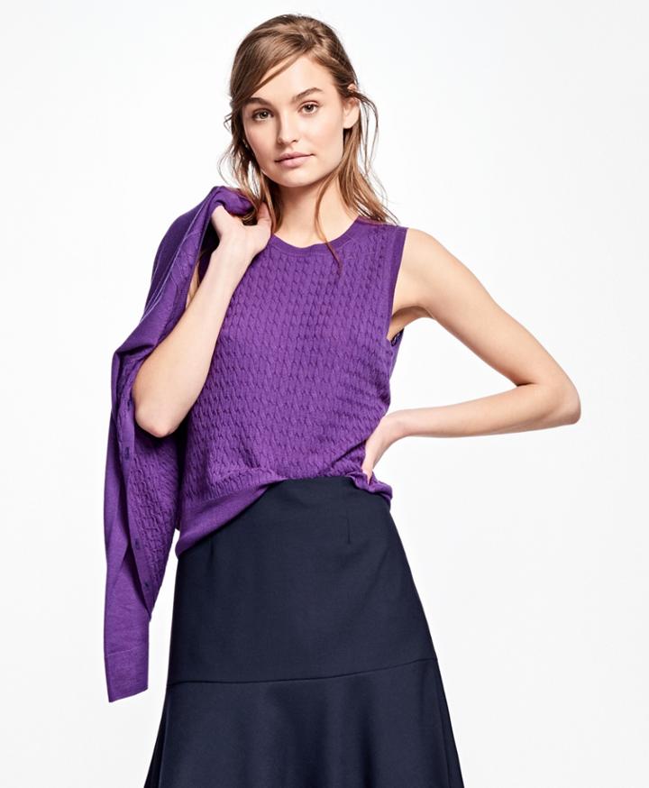 Brooks Brothers Women's Merino Wool Cable Shell