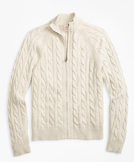 Brooks Brothers Cable-knit Zip Sweater