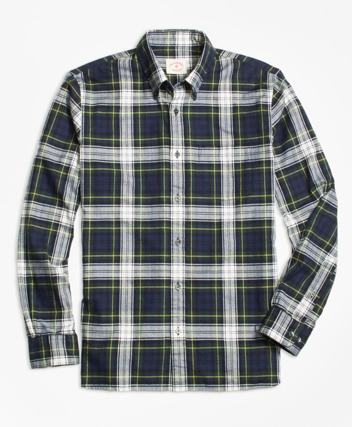 Brooks Brothers Men's Blue Tartan Flannel Sport Shirt