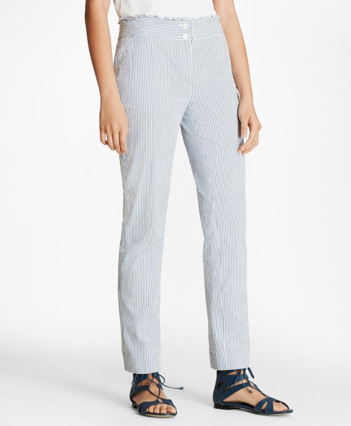 Brooks Brothers Women's Striped Stretch Cotton Seersucker Pants
