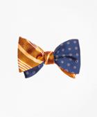 Brooks Brothers Tonal Music Stripe With Framed Polka Dot Reversible Bow Tie