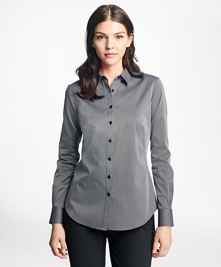 Brooks Brothers Fitted Polka-dot Cotton Dobby Dress Shirt