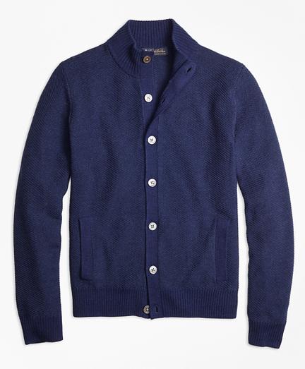 Brooks Brothers Italian Merino Wool Twill Stitch Cardigan