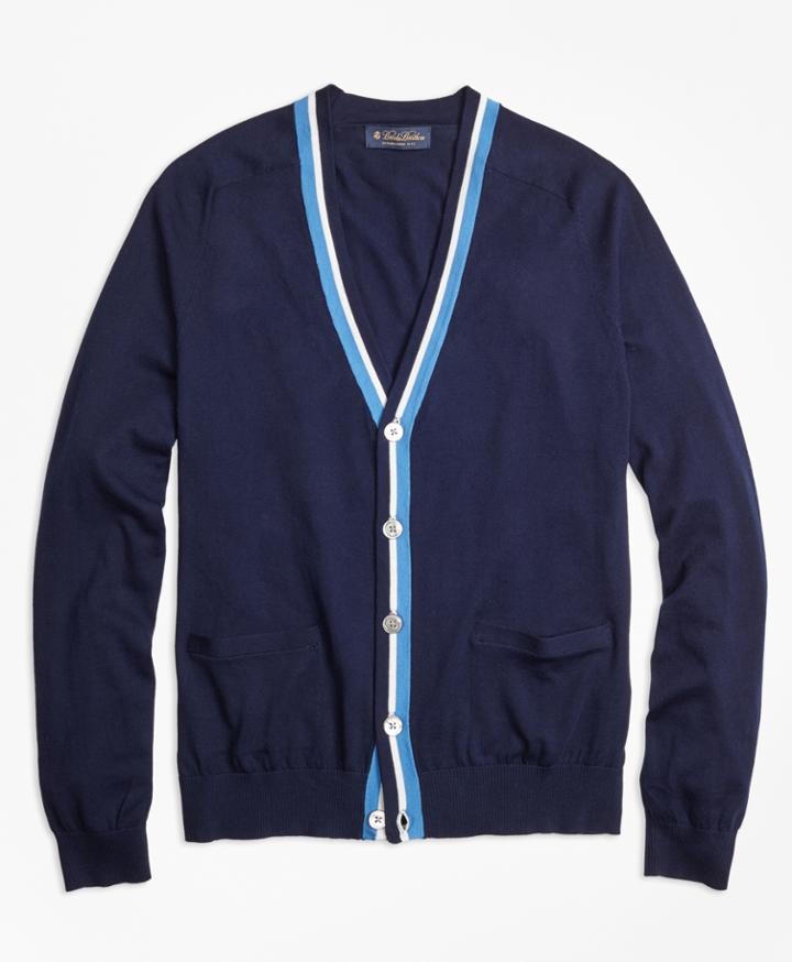 Brooks Brothers Men's Egyptian Cotton Stripe Placket Cardigan