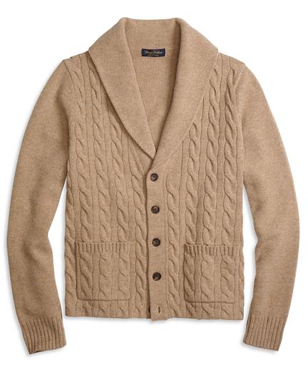 Brooks Brothers Saxxon Wool Shawl Collar Cable Cardigan