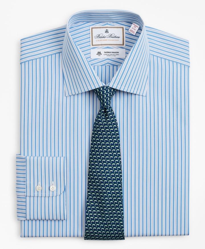 Brooks Brothers Men's Luxury Collection Regular Fit Classic-fit Dress Shirt, Franklin Spread Collar Pinstripe