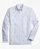 Brooks Brothers Men's Pinwheel-embroidered Striped Oxford Sport Shirt