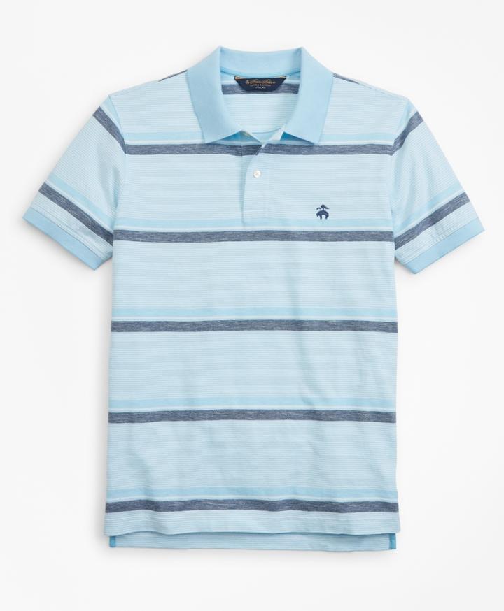 Brooks Brothers Men's Slim Fit Cotton And Linen Horizontal Stripe Polo Shirt