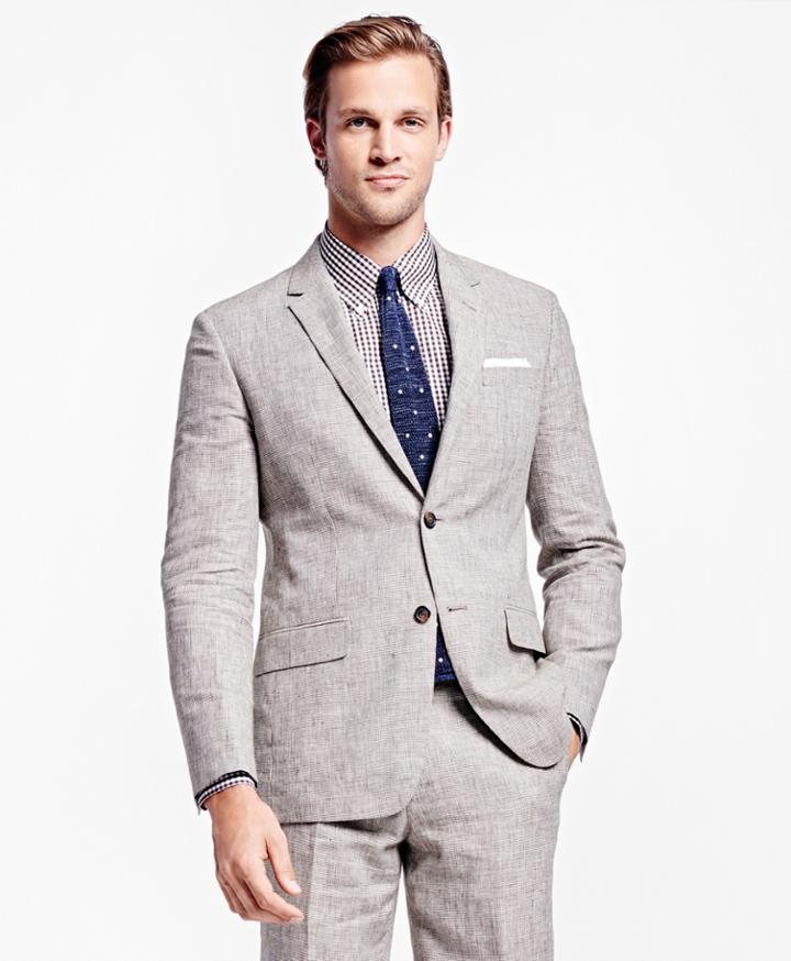 Brooks Brothers Men's Milano Fit Check Linen Suit