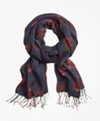 Brooks Brothers Women's Floral Plaid Wool Scarf