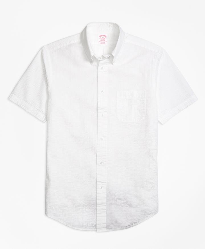 Brooks Brothers Men's Madison Fit Seersucker Short-sleeve Sport Shirt