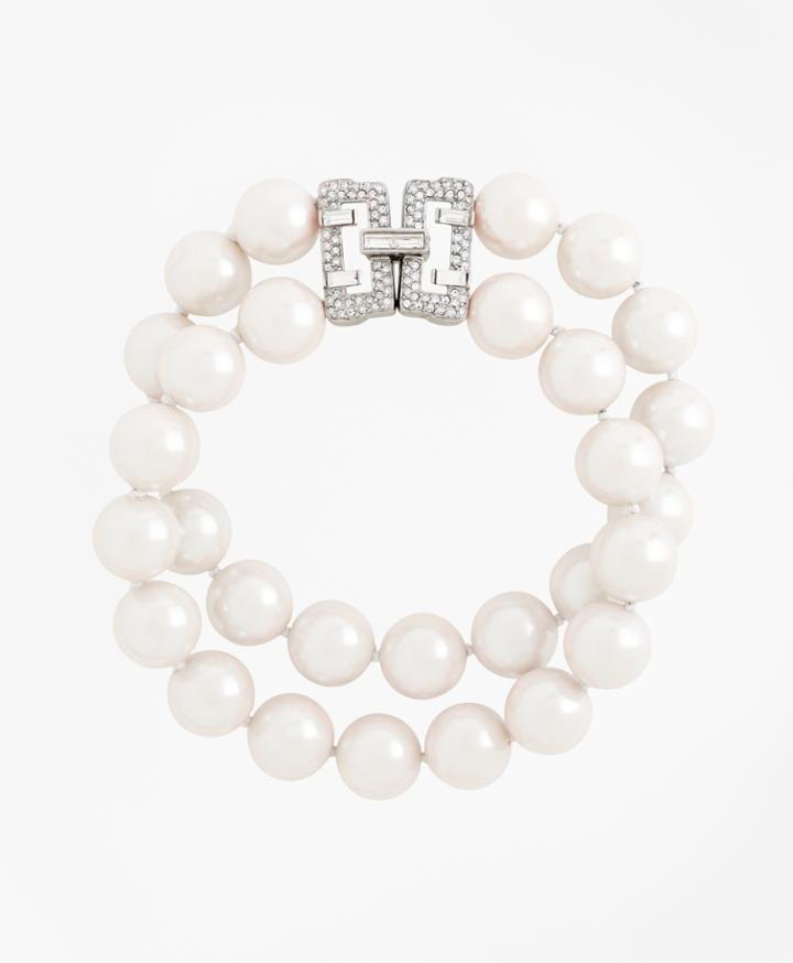 Brooks Brothers Women's Two-row 12mm Glass Pearl Bracelet