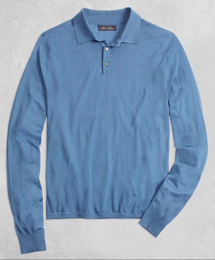 Brooks Brothers Golden Fleece 3-d Knit Fine Gauge Merino Polo Sweater