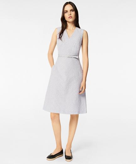 Brooks Brothers Striped Stretch Cotton Seersucker Dress