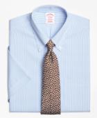 Brooks Brothers Men's Non-iron Regular Fit Dobby Candy Stripe Short-sleeve Dress Shirt