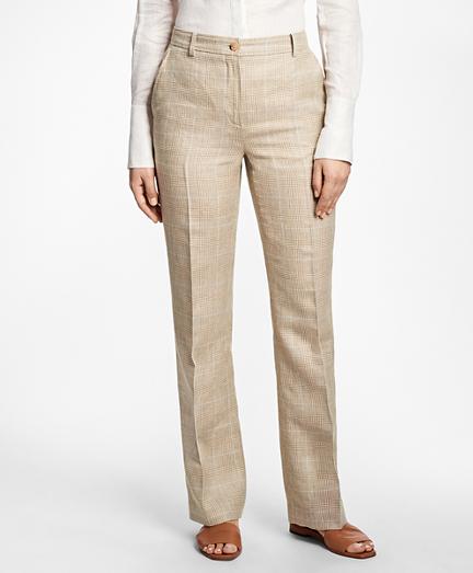 Brooks Brothers Plaid High-waisted Wool-linen Pants