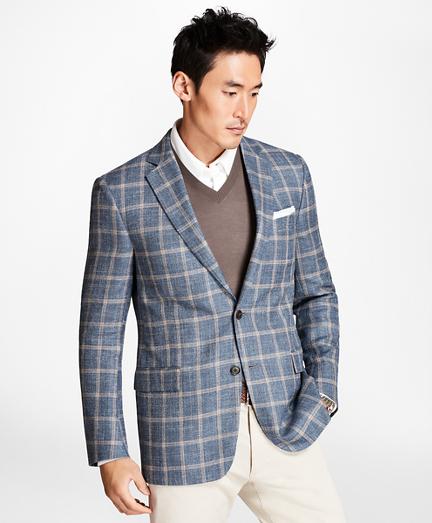 Brooks Brothers Regent Fit Light-blue With Tan Windowpane Sport Coat