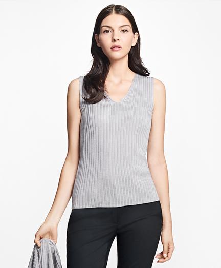 Brooks Brothers Sleeveless Cotton-rayon Deep V-neck Shell