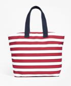 Brooks Brothers Women's Stripe Canvas Tote Bag