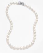 Brooks Brothers Women's 17 8mm Glass Pearl Necklace With Deco Clasp