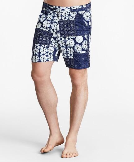 Brooks Brothers Newport 7 Indigo Patchwork Swim Trunks