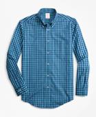 Brooks Brothers Men's Non-iron Madison Fit Blue And Green Check Sport Shirt