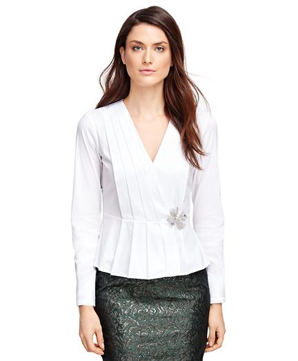 Brooks Brothers Petite Cotton Stretch Pleated Peplum Shirt