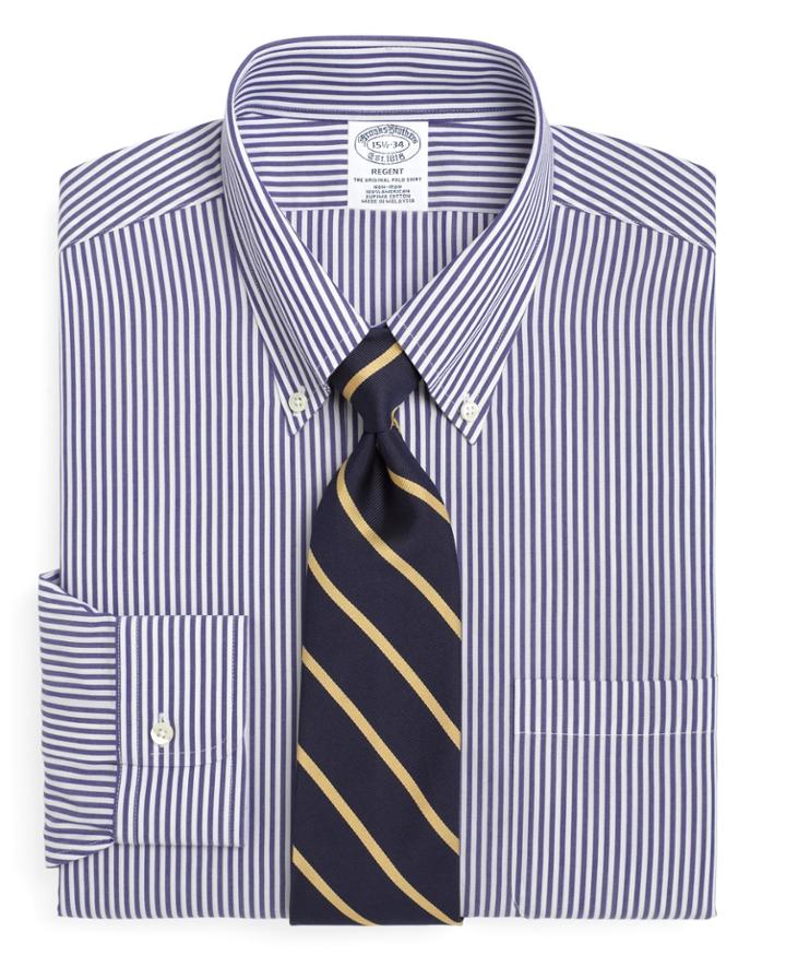 Brooks Brothers Men's Non-iron Slim Fit Bengal Stripe Dress Shirt