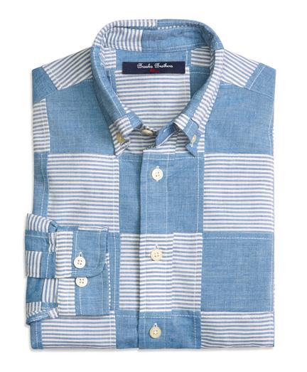 Brooks Brothers Patchwork Chambray Sport Shirt