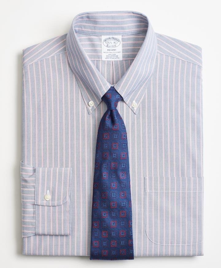 Brooks Brothers Men's Slim Fitted Dress Shirt, Non-iron Double Stripe
