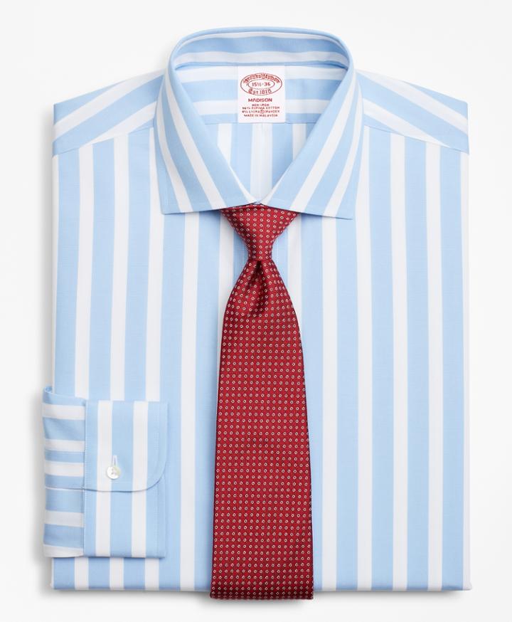 Brooks Brothers Men's Stretch Regular Fit Classic-fit Dress Shirt, Non-iron Bold Stripe
