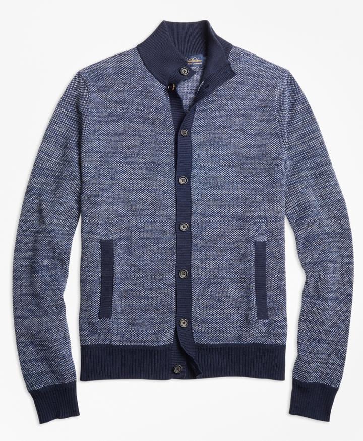 Brooks Brothers Men's Cotton Cashmere Bird's-eye Button-front Cardigan